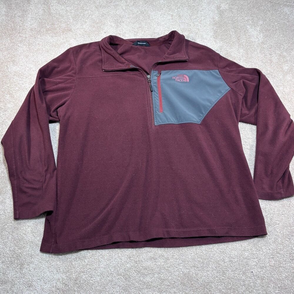 The North Face Men’s 1/4 Zip Sweat Shirt Size 2XL Maroon Fleece